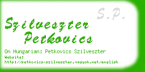 szilveszter petkovics business card